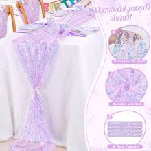 1 pieza Camino de mesa con lentejuelas brillantes, decoración temática de sirena para fiesta de cumpleaños, boda, revelación de género, baby shower, aniversario, fiesta al aire libre, decoración de ambiente