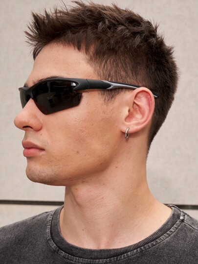 POLASUP 1pc Polarized Half-Frame Full Wrap Cycling Fishing Fashion Glasses, Dual Color Silicone Non-Slip Y-Shaped Lightning Temples Design, Breathable Casual Street Bohemian Party Punk Oval Flat Top Classic Frame Unisex Driving Fashion Glasses Suitable For Summer, All Seasons, Holiday, Commuting For Summer Beach Vacation,Outdoor,Travel