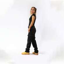 MIG Polycotton Black & Navy Ladies Cargo Combat Work Trousers 8-18 UK Sizes Regular 30" Leg - Black - View 3