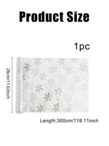 1pc 28x300cm Net Yarn Gold Foil Table Runner Snowflake & Deer Head Sequin Flash Net Roll, For Party/Wedding/Christmas Dinner Table Decor,Christmas - Silver - View 5