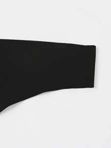 Tangas de yoga para mujer con tela cómoda y suave, estampado de letras, sin costuras y ligeras, ropa interior para uso diario, negro - Negro - Ver 6