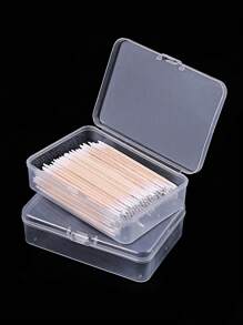 1pc Makeup Pad Swab Storage Box, Card Holder, Multi-Functional Transparent Plastic Business Card, Postcard, Playing Card Organizer Box With Cover - Clear - View 4