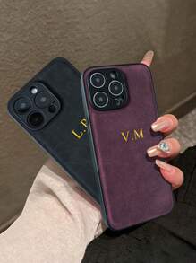 鳄鱼手机壳定制个性化名字手机壳适用于 iPhone 11/12/13/14/15/16 Pro Max Plus 奢华韩国柔软绒面革 3D DIY 雕刻字母首字母名字保护套 11 12 13 14 15 16 Pro Max 防震外壳节日礼物送给情侣朋友家人自己 - 灰色 - 查看 6