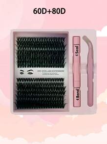 30/40/50/60/80/100D 8-16 mm D Curl Kit de extensión de pestañas con unión de pestañas y pegamento de sellado, grupos de pestañas, herramientas de maquillaje, kit de extensión de pestañas DIY para pegar pestañas,pestañas pestans extensiones de pestañas