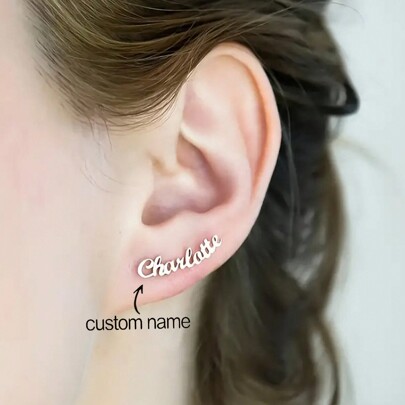 Elegante, maßgefertigte Edelstahl-Namensohrstecker für Frauen - perfekt für den täglichen Gebrauch sowie als Geschenk zu Geburtstagen, Feiertagen und besonderen Anlässen