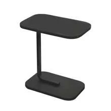 Side Table, C Shaped End Table, Bedside Table, Beside Bed Portable Workstation, Industrial Snack Table With Metal Frame, Laptop Holder Table For Couch, Bed, Dorm, Small Spaces, Bedroom, Living Room - Black - View 2