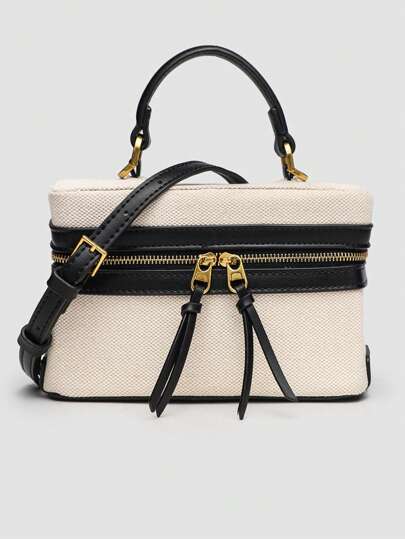 1 件拼色方形单肩包，适合女性日常使用