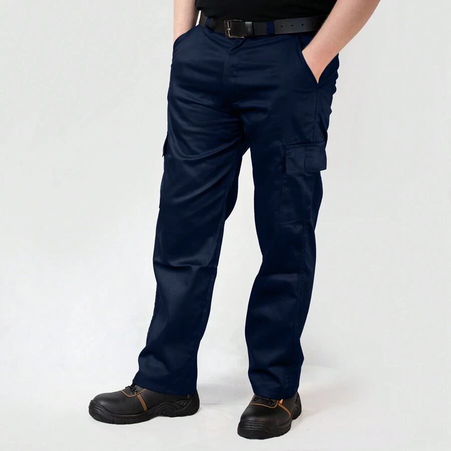 Ranger Polycotton Black & Navy Mens Cargo Work Trousers In SIzes 30-42 With A Long 33" Leg - Navy Blue - View 1