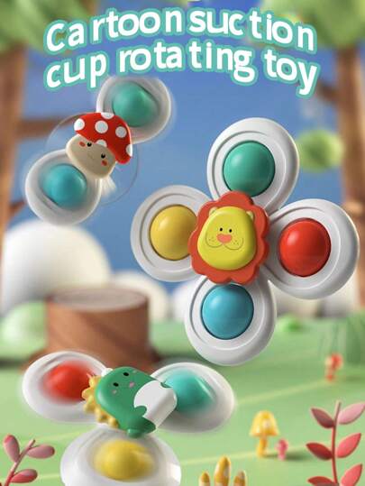 3pcs/Set Suction Cup Spinning Toy, 360 Degree Flexible Rotation, Rattle Spinner, Soothing & Educational Toy For Babies, Tabletop, Stroller, Bathroom, Smooth Movement, Safe Materials,Baby Toys 3 Months,Baby Toys>Multicolor,Baby Stroller Toy,Baby Toys,Baby Toy,Pram Toys