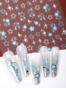 Beauty Sticker 3片星形美甲贴纸，闪亮星爆自粘贴花，适合女性DIY美甲用品 - 彩色 - 查看 3