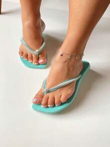 Rhinestone Flip Flops: The Touch Of Shine Your Look Deserves! - Agua Verde - Ver 2