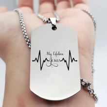 Dây chuyền thép không gỉ khắc theo yêu cầu, có thể tùy chỉnh tên/ngày/câu Kinh thánh - Bạc - Xem 2