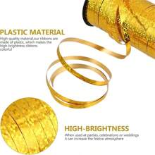 1 rolo de 250 jardas de fita preta dourada ondulada com glitter, corda metálica brilhante para embrulho de presente, corda para balões, decorações para festas festivas, casamento, aniversário, comemorações de feriados, buquês, embrulho de flores, materiais para artesanato, dia dos namorados