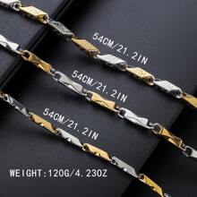 1pc Titanium Steel Interval Necklace, Fashionable Design Fade Resistant Clavicle Chain, Suitable For Men & Women, Daily Wear & Gift - Multicolor - View 6