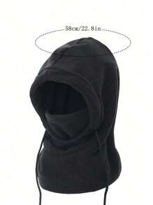 1pc Plain Color Casual Polyester Fiber Neck Gaiter With Hood For Windproof Warmth Cycling