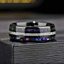 A Black Stainless Steel Ring Set With Sparkling Stars, Suitable For Daily Wear And A Fashionable Accessory For Both Men And Women, Suitable For All Seasons