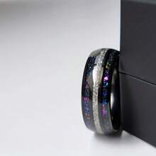 A Black Stainless Steel Ring Set With Sparkling Stars, Suitable For Daily Wear And A Fashionable Accessory For Both Men And Women, Suitable For All Seasons