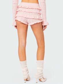 Women Knit Shorts, Elastic Waist Layered Slim Fit Summer Shorts Casual Short For Daily