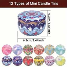 12 个带盖装饰性马口铁金属蜡烛罐，2.5 盎司空容器，用于 DIY 蜡烛制作、工艺品和储存 - 可重复使用，无需电源、房间装饰、礼物 - 彩色 - 查看 4