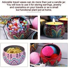 12 个带盖装饰性马口铁金属蜡烛罐，2.5 盎司空容器，用于 DIY 蜡烛制作、工艺品和储存 - 可重复使用，无需电源、房间装饰、礼物 - 彩色 - 查看 5