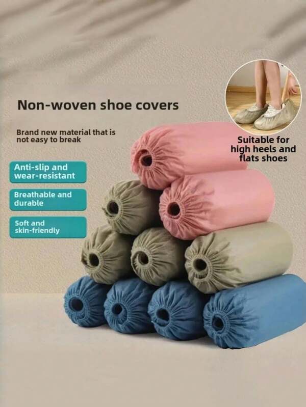 30/200 Stück Einweg Vliesstoff Überschuhe, verstärkt, wasserdicht, staubfest, rutschfest, für Zuhause Innenbereich