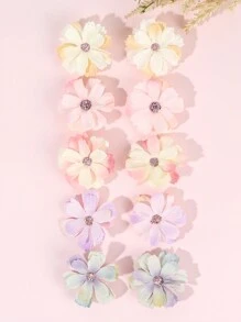 10 件装女孩花朵发夹浅色仿真花朵发夹优雅花朵发夹花朵胸针发夹适用于新娘派对、海滩、婚礼儿童婴儿发饰 - 彩色 - 查看 8