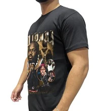 100% Cotton Rapper Unisex T-Shirt DTF Printed Short Sleeve Shirt - 黑色 - 查看 2
