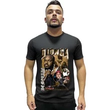 100% Cotton Rapper Unisex T-Shirt DTF Printed Short Sleeve Shirt - 黑色 - 查看 1