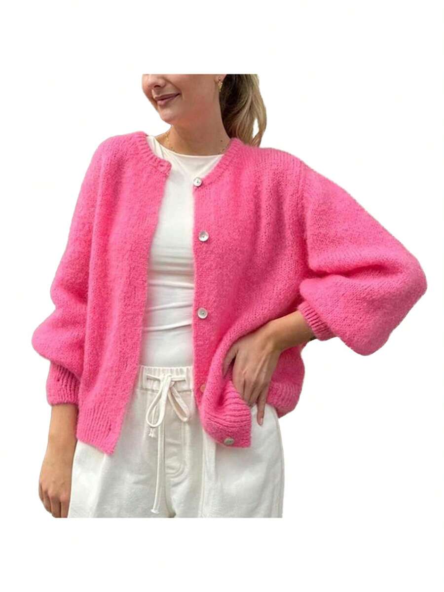Beauace Women Button Up Sweaters Casual Lightweight Solid Color Knit Cardigans Warm Fall Knitwear For Streetwear
