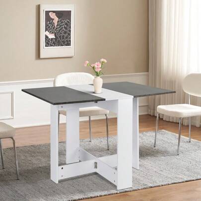 Table à Manger Extensible pour 2-4 personnes, Console Pliable pour petite espace, Modulable et Gain de place, Dimension dépliée 102.5x76x73 cm, pliée 28.1*73.4*76 cm, Deux plateaux rabattables