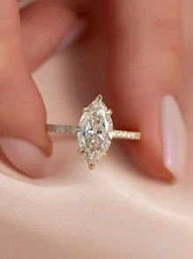 1 pièce Anneau de fiançailles en argent sterling haute étincelle cœur romantique mode. Bijoux fins, cadeau de la Saint-Valentin pour la petite amie, bijoux pour femmes