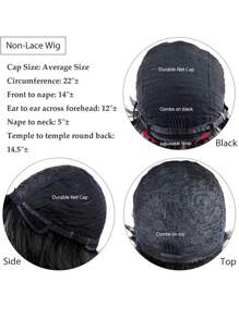 新款优雅女士马尾假发 10 英寸狼尾精灵短发女士假发 1b 颜色 爱情礼物、情人节、日常使用短层次精灵短发假发 无胶假发 全机织假发 - 黑色 - 查看 6