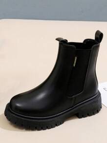 Giày thường ngày đế dày cho nữ, hàng mới năm 2024, lớp lót nhung bề mặt da, ấm áp, thể thao thường ngày, bốt thời trang chống trượt thoải mái, mùa đông - màu đen - Xem 8