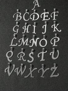 1pc Minimalist Style Men's Stainless Steel Letter Pendant Necklace Suitable For Travel Photos To Wear - 銀色 - 查看 4