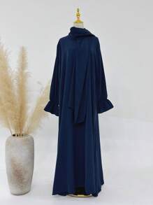 Khăn trùm đầu một mảnh thiết kế tay áo hoa CEY vải nhăn rộng rãi và thoải mái Abaya phù hợp cho phụ nữ mặc khi đi chơi hàng ngày và cầu nguyện - Nhiều màu - Xem 14
