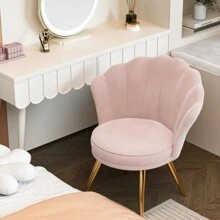 Nalupatio Velvet Accent Chair With Gold Metal Legs, Vanity Chair For Makeup Room, Upholstered Guest Chair For Living Room, Side Chair For Bedroom - Baby Pink - View 7