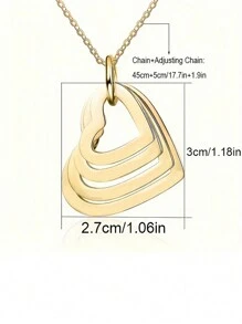 1Pc Personalized Gold Stainless Steel Customized Engraving 1-4 Name Multi-Layered Heart Pendant Women's Necklace Holiday Anniversary Christmas Gifts/Valentine's Day Gifts/Mother's Day Gift Fashion, Autumn Fashion, Casual, Retro, Old Style, Simple, Simple Customization, Personalized, Unique Gift, Girlfriend, Mom, Ideal Gift, Anniversary, Birthday, Daily Wear, Prom, Mother's Day, Valentine's Day, Graduation Ceremony, Wedding,Jewelry & Watches,Chic Autumn,Custom Name Stainless Steel Necklace, Personalized Nameplate - Gold - View 4
