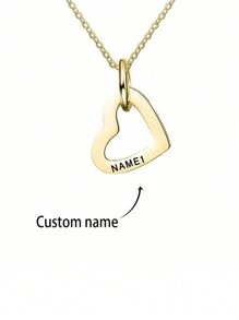 1Pc Personalized Gold Stainless Steel Customized Engraving 1-4 Name Multi-Layered Heart Pendant Women's Necklace Holiday Anniversary Christmas Gifts/Valentine's Day Gifts/Mother's Day Gift Fashion, Autumn Fashion, Casual, Retro, Old Style, Simple, Simple Customization, Personalized, Unique Gift, Girlfriend, Mom, Ideal Gift, Anniversary, Birthday, Daily Wear, Prom, Mother's Day, Valentine's Day, Graduation Ceremony, Wedding,Jewelry & Watches,Chic Autumn,Custom Name Stainless Steel Necklace, Personalized Nameplate - Gold - View 6