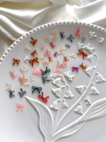 50 件/包时尚蝴蝶结指甲装饰，混合颜色树脂精致迷你多功能美甲配件，适用于美甲沙龙和个人使用美甲用品指甲指甲饰指甲宝石 - 彩色 - 查看 9