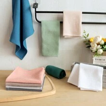 4pcs Set Mixed Color Solid Waffle Texture Dish Cloths/Cleaning Rags/Kitchen Towels, Fluffy Soft Absorbent Cleaning Cloths, Suitable For Washing Dishes, Household Cleaning, Housewarming Gifts