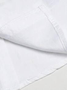 Áo sơ mi tay ngắn cổ tròn nhỏ, giản dị, mềm mại, tối giản, dệt kim mùa hè cho bé trai - trắng - Xem 8