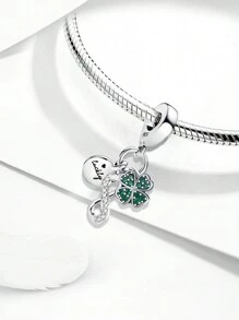 1Pc Christmas Fashionable Infinitely Four-Leaf Clover Charm Bead Fit For Women Bracelets Bangles DIY Jewelry Making And Daily Outfit Matching Jewelry Decoration For Girls - Four Leaf Clover - View 5