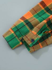 Young Boy Plaid Long Sleeve Single-Breasted Casual Shirt, Autumn - Multicolor - View 6