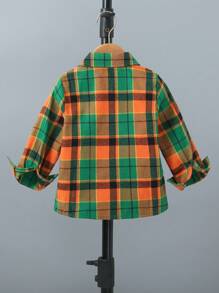 Young Boy Plaid Long Sleeve Single-Breasted Casual Shirt, Autumn - Multicolor - View 2