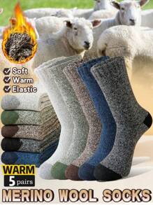 5pcs/1 Upgraded Set Thick, Warm, Breathable & Odor-Resistant Crew Socks For Men & Women, Comfortable For Daily Life, Sports & Extreme Cold Weather