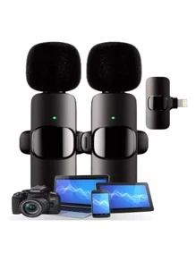 Wireless Dual Lavalier Microphone For IPhone IPad Lightning - 黑色 - 查看 3