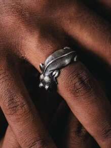 1pc Vintage 3D Lizard/Gecko Adjustable Open Ring, Cute Animal Punk Style, Suitable For Daily Wear, Parties, Halloween & Christmas Gifts