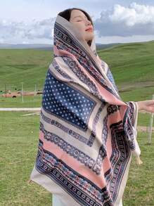 Scarf Shawl Large Beach Sunscreen Scarf 186*88cm - Màu Khaki - Xem 4