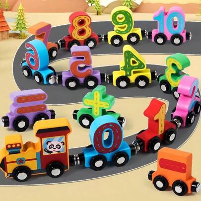 1 pieza Juego de tren magnético de números, regalos educativos para niños, juguetes de bloques de construcción de rompecabezas para niños pequeños de 1 a 3 años, adecuado para niños y niñas