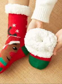 1 đôi tất chống trượt bằng len dày mùa đông cho nữ, Giáng sinh - Nhiều màu - Xem 12